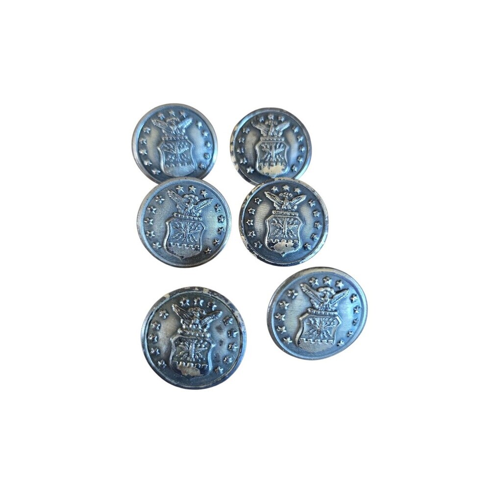 Vtg Buttons Metal Military USAF Uniform Large Waterbury Scoville WWII Mod BN-MM